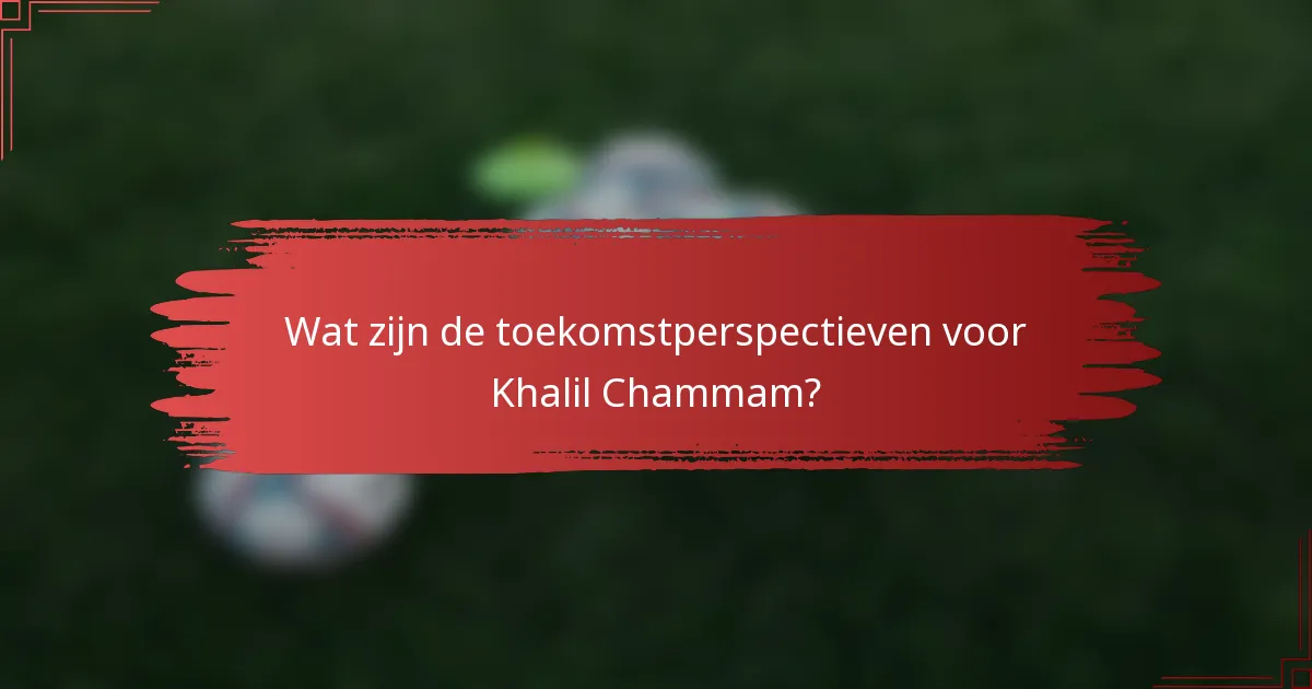 Wat zijn de toekomstperspectieven voor Khalil Chammam?