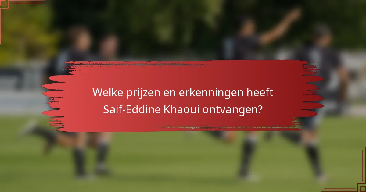Welke prijzen en erkenningen heeft Saif-Eddine Khaoui ontvangen?